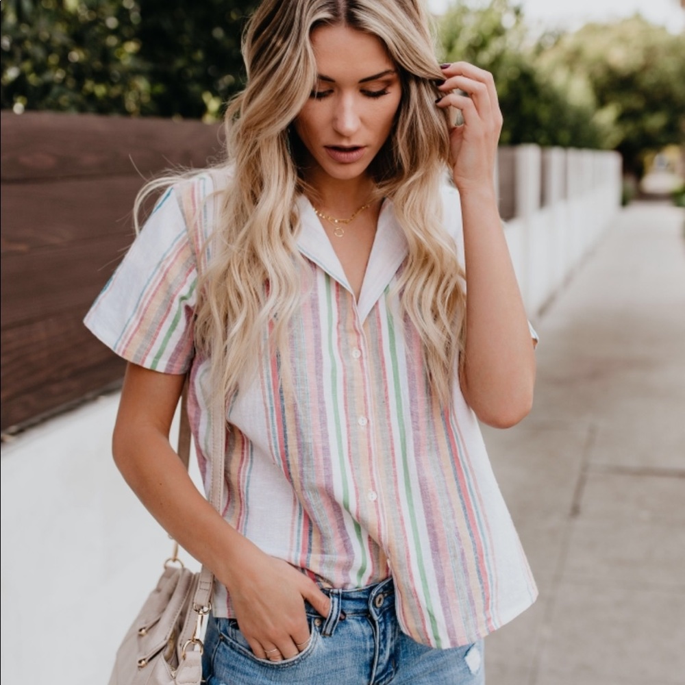 Vici Full Of Whimsy Shimmer Striped Top